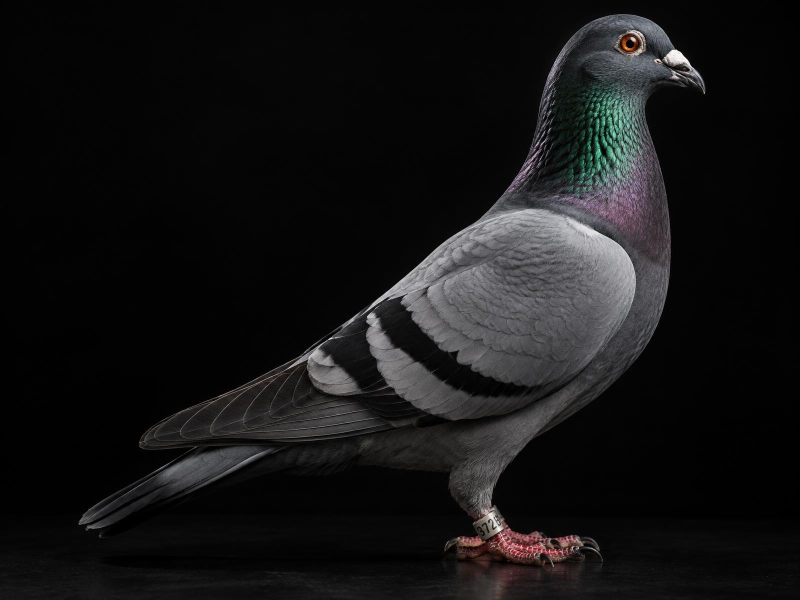 Racing pigeon photographed in the studio